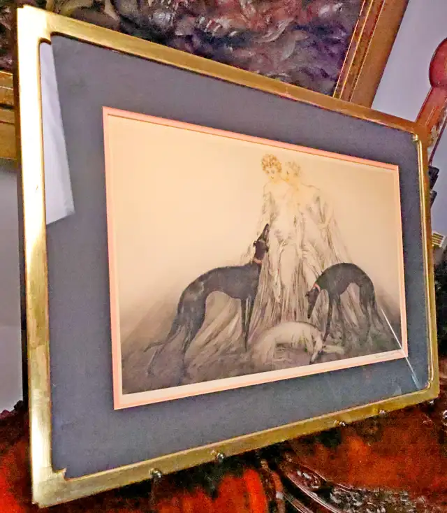 1930 Louis Icart 34.5" X  25" Print c/w Orig Gold Bakelite Frame in Arts & Collectibles in City of Halifax - Image 6