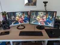 Desktop PC with 2 monitors and speakers(Asus ROG Strix 32GB RAM)