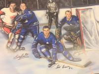 63 Toronto Maple Leafs signed 18x24" picture (Bower,Baun,Brewer)