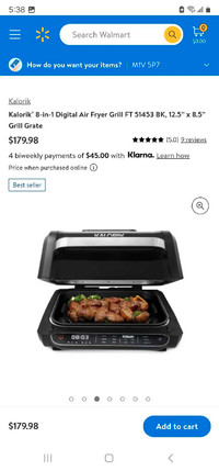 ON SALE KALORIK 8 IN 1 GRILL AND AIR FRYER $89.99