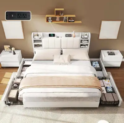 New Full size bed frame with drawer, View more