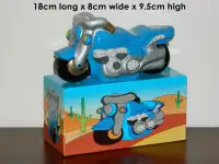Hand Painted Figurines Merry Bells  & Motorcycle Piggy Bank