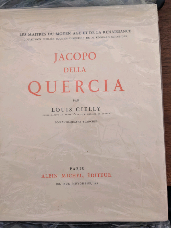 Livre, 1930, sur Jacopo Della Quercia dans Essais et biographies  à Granby