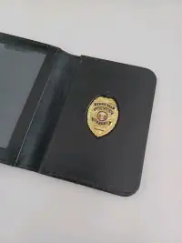 Badge agent de sécurité avec portefeuille en cuir 