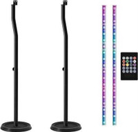 Pair of Speaker Stand with RGB Color LED Strip Lights - New 