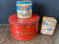 Vintage Tin Can Lot, Biscuits Viaux, Life Buoy Soap