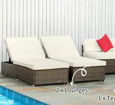 Luxury Wicker Patio lounger chair with Cushion, Cream White in Patio & Garden Furniture in Markham / York Region - Image 4