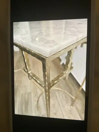 48” CONSOLE /HALL TABLE - SILVER LEAF & CARRERA MARBLE, View more
