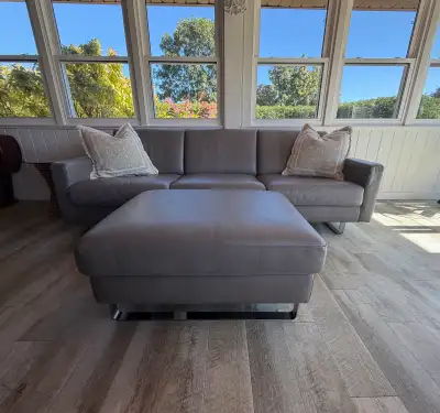 EQ3 Leather Sofa & Ottoman, View more