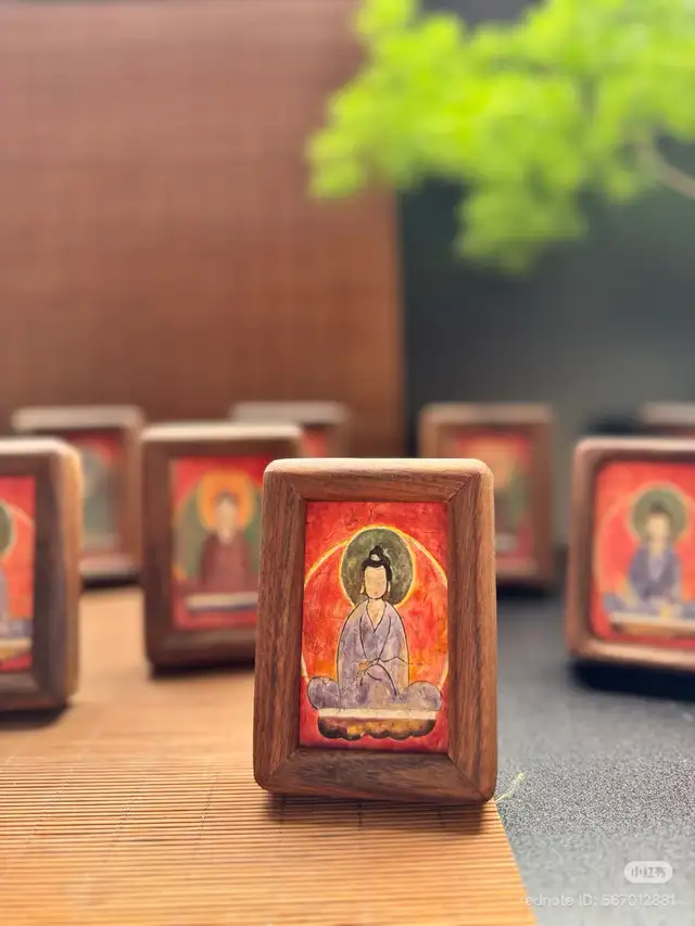 Hand-painted Miniature Buddha Art in Wood Frame  in Arts & Collectibles in City of Toronto - Image 3
