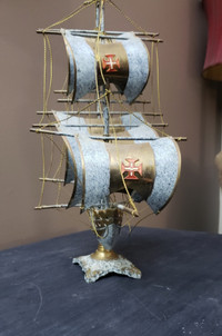 1960 Brass Model of Filigree Caravel Tall Ship "Acores"