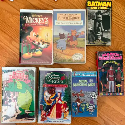 Vintage VHS Tapes - good ones! Disney's Mickey's Once upon a Christmas Beatrix Potter- the workd of...