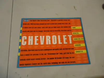 1990 Chevrolet Full Line Sales Brochure. New. 31 Pages. See Pictures. Features Beretta, Cavalier Z24...