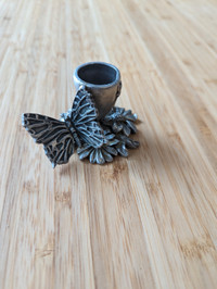 Vintage 1992 Canada Etain Pewter Zinn Butterfly Candle Holder