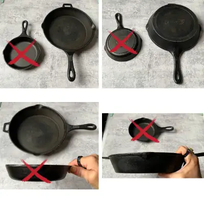 It has a molded handle and electric stovetop compatible. Please ignore the small one in photos - it...