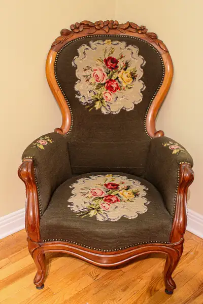 Victorian styled Parlor chair or Grandfather chair History... Presented to my Grandfather in recogni...