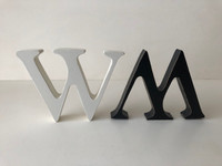 2 New Wooden Display Letters M W Black White Wood