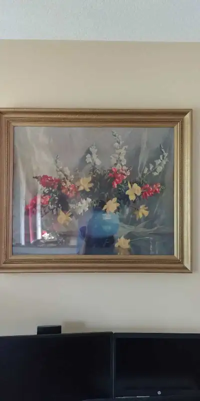 Glass Frame Picture of Vase with Flowers, View more
