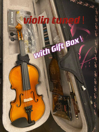 Brand NewSolid wood violin(TUNED) 4/4,3/4,1/2,1/4 With Gift Box!