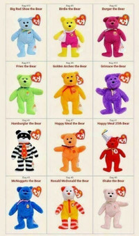 Mcdonald’s TY Teanie Beanie Babies Bears happy meal toys 