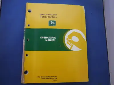 Original John Deere MX8 MX10 Rotary Cutter Operators Manual 180 Pages. - Good Condition - Cover Spli...