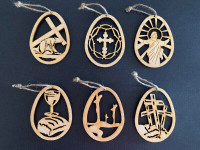 Easter 6 wooden Decorations : NEW : As Shown : Smoke Free