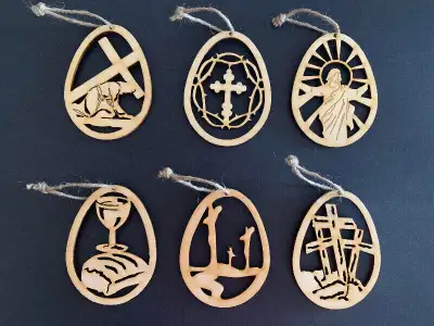 Easter 6 wooden Decorations : NEW : As Shown : Smoke Free, View more