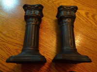 Ensemble deux chandeliers noirs antiqués or en céramique