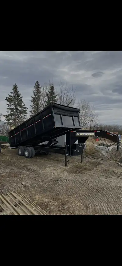 20’ gooseneck dump trailer. Dual cylinder hoist capable of lifting 12 ton. 14 ply tires with spare....