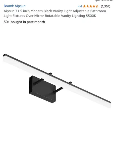 Aipsun 31.5 inch Modern Black Vanity Light Adjustable Bathroom Light Fixtures Over Mirror Rotatable...
