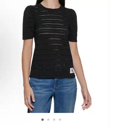 Calvin Klein Jeans Black Eyelet Top, View more