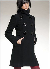 Soia & Kyo black wool funnel neck military style jacket / coat