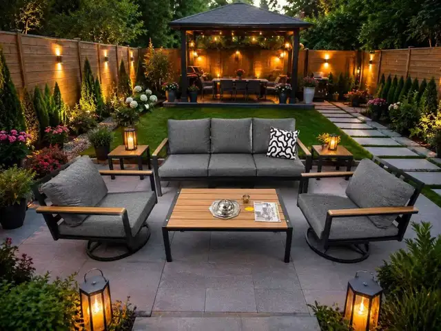 5-Piece Outdoor Patio Furniture Set, 360° Swivel Rocker chair.. in Patio & Garden Furniture in Markham / York Region - Image 3