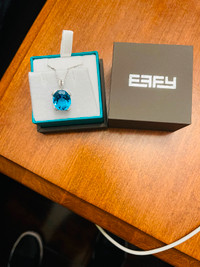 Diamond and Topaz pendant with chain by EFFY