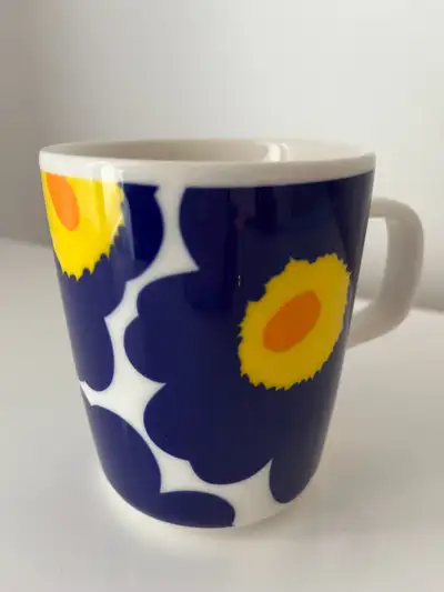 Marimekko Oiva Unikko Mug 2017 Dark Blue, Yellow, Orange, View more