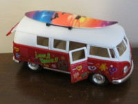 6 pcs 1/32 scale die cast VW Buses with surf boards