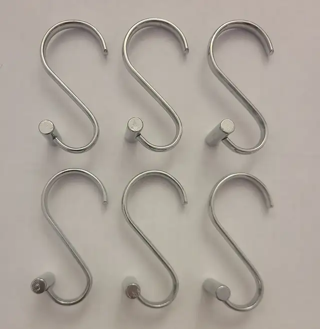 NWOT - 6pcs T-Bar Chrome Bathroom Shower Curtain Hooks Set