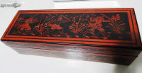 LACQUER WARE Asian document box Hand Painted WARRIORS large