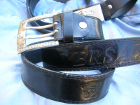 Versace Black Leather Belt and Buckle Made In Italy  Mens