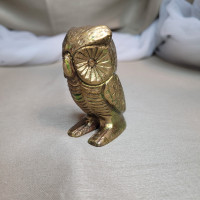 Beautiful Vintage Solid Heavy Brass 3" Owl Figurine - India