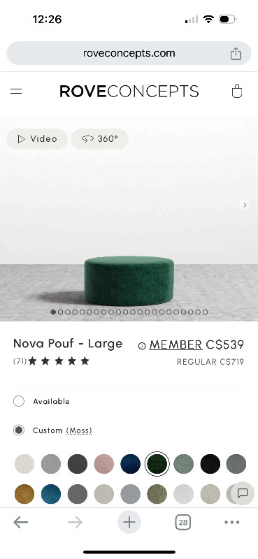 Rove concept Nova Pouf - Large dans Articles multiples  à Ville de Montréal