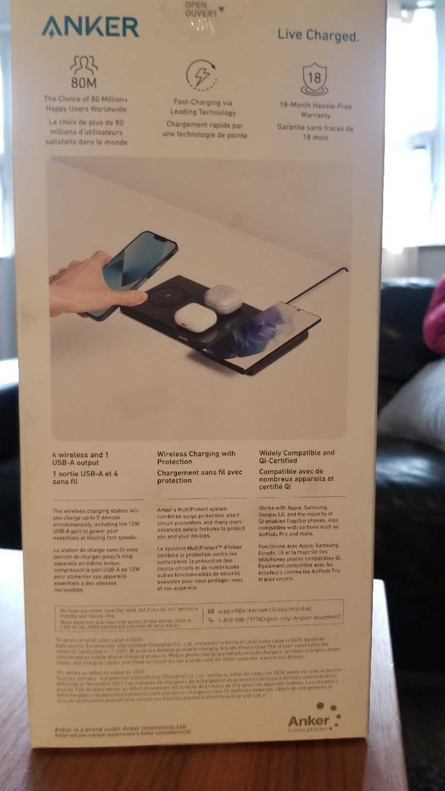Brand new sealed Anker 5in1 wireless charger in Cell Phone Accessories in Mississauga / Peel Region - Image 2