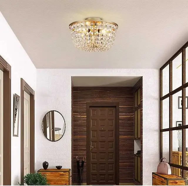 Crystal Chandelier Flushmount CeilingLight Modern H 8.4" x in Indoor Lighting & Fans in Markham / York Region - Image 4