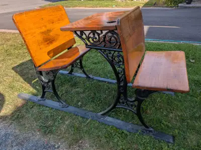 Antique wood & cast iron desk - from Prince of Wales school, View more