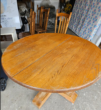 Heavy solid wood dining table set including 5 chairs $180