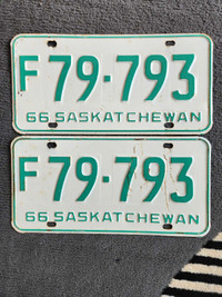 Saskatchewan license plate pair 