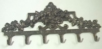 Vintage Victorian Brass Wall Mount Key Holder with Flowers