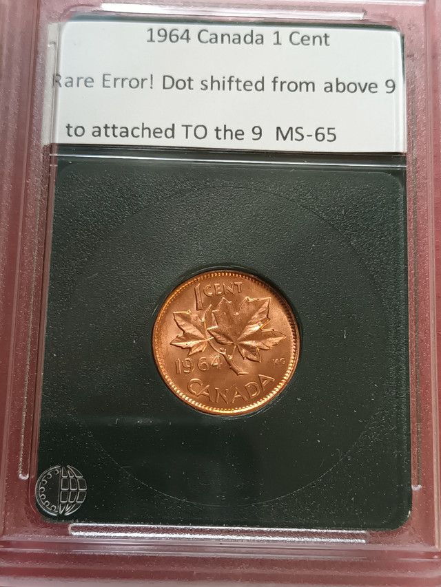 Extremely RARE error coin 1964 DOT Penny  in Arts & Collectibles in St. Catharines