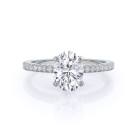 1.50 CT Petite French Set Oval Diamond Engagement Ring , H-VS1