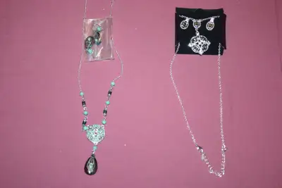 2 Necklace and Pierced Earring Sets $5 each, View more